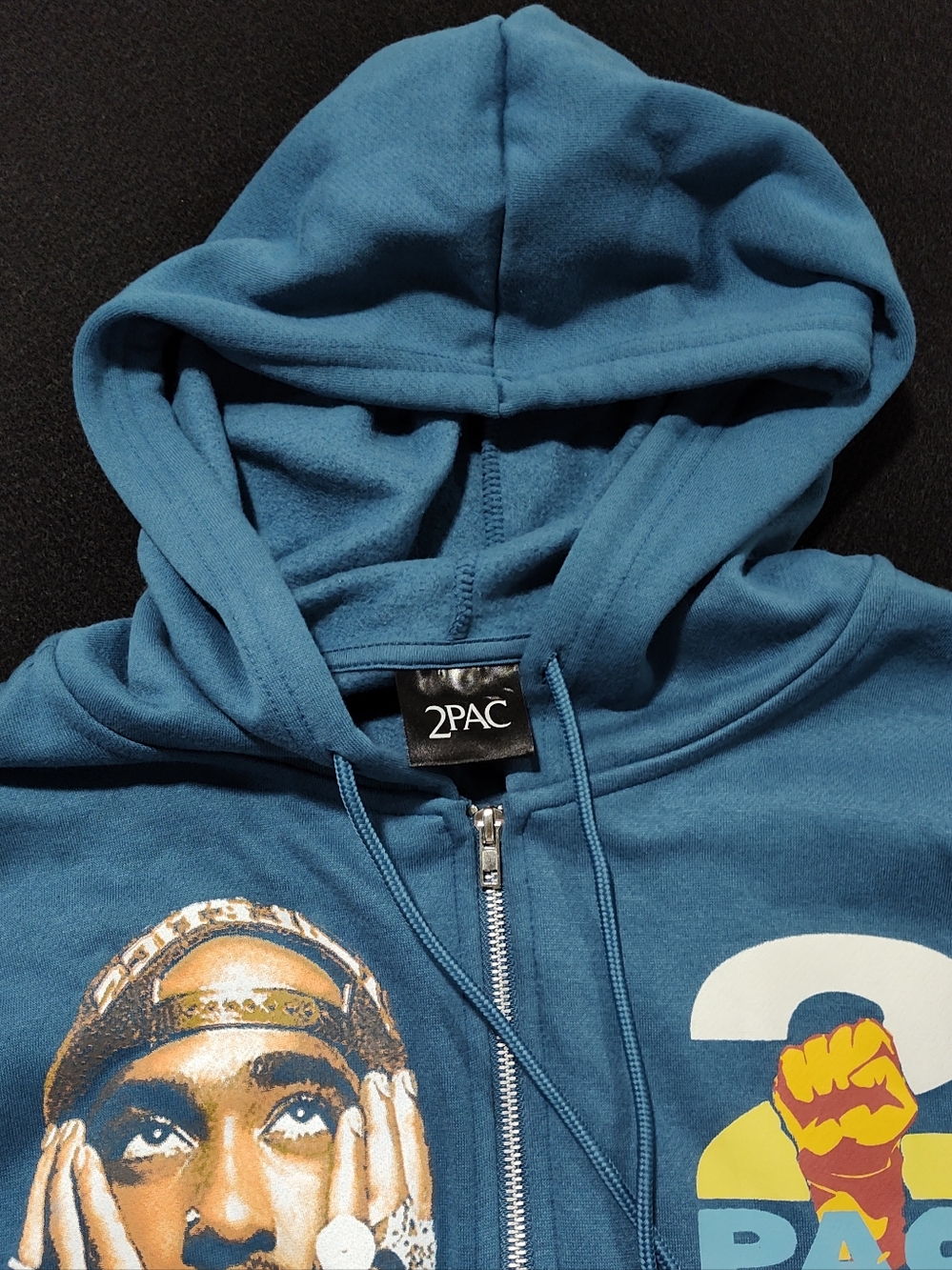 Tupac Shakur Men's Blue Steel 2PAC Graphic Full-Zip Jacket/Hoodie, Size XXXL - Picture 6 of 13